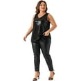 thumbnail image 3 of DARING DIVA Women's Plus Sleeveless Sparkle Sequin V Neck Tank Top 4X Black, 3 of 6