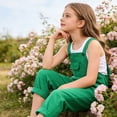 thumbnail image 4 of Boys Girls Clothes Long Overalls Fall Winter Solid color Clothes for 2T 3T 4T 5T 6T 7T 8T 9T 10T Kids Cute Suspender Jumpsuit for Little Kids Outfits,Green,5-6 Years, 4 of 9