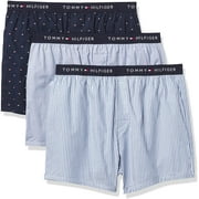 Tommy Hilfiger Men's Flag Logo Slim-Fit Woven Boxers - 3 pk, Blue Multi, Small