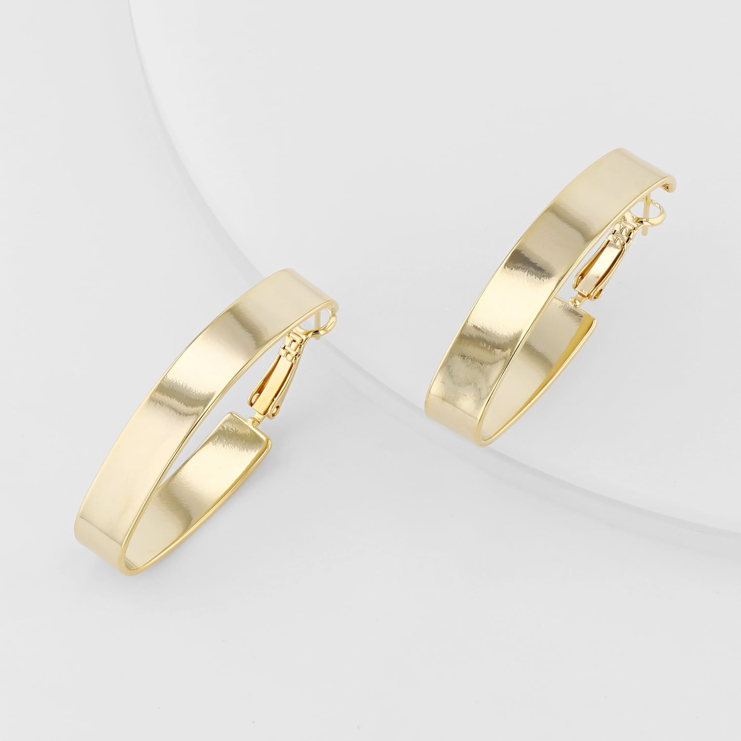 X & O Gold Plated 7mm X 40mm Oval Earring