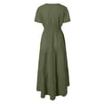 thumbnail image 7 of GEWSEY Womens 2025 Summer Maxi Dress Short Sleeve V Neck Hollow Out Eyelet A Line Long Flowy Beach Vacation Dresses (Army Green, S), 7 of 7