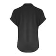 thumbnail image 6 of Tunic Tops Women Cotton Linen Casual Short Sleeve 1/4 Button Henley V Neck Shirts Loose Fit Summer Beach Vacation Blouse Black XL, 6 of 6