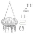 thumbnail image 4 of Boho Gray Hammock Chair with Cushions, Max 350 Lbs Load, for Garden, Balcony & Sunroom Retreat, 4 of 7