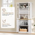 thumbnail image 3 of SELOOYE Kitchen Pantry Cabinet, 71" Modern Glass Display Cabinet with Wood Doors, Tall Storage Cabinet with Adjustable Shelves, Freestanding Cupboard for Living Room, Dining Room, Kitchen, White, 3 of 7