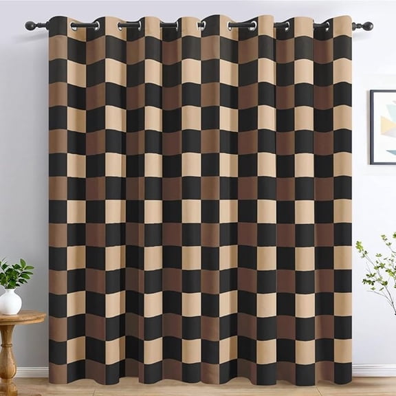 Checkered Blackout Curtains for Bedroom, Thermal Gingham Check Curtains, Grommet Drapes Window, Farmhouse Buffalo Plaid Room Decor Living Room 53"W x 84"L (Pack of 2)