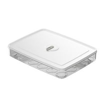 24-Capacity Clear Plastic Egg Storage Container for Refrigerator | Stackable Egg Holder with Lid | 30x23x5.5cm Fridge Organizer Bin