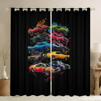 Castle Fairy Teens Fast Car Blackout Curtains Set of 2 (52x84 Each),Extreme Sport Window Curtains,Car Theme Curtains and Drapes,Breathable Home Decor