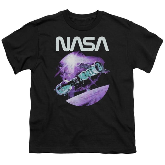 Trevco Sportswear NASA106-YT-4 Nasa Come Together Youth Short Sleeve T-Shirt, Black - Extra Large