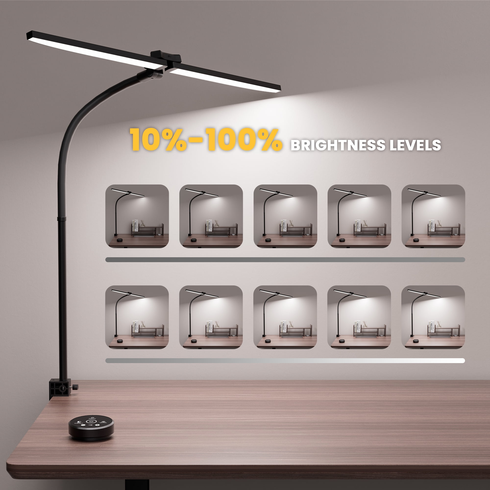 CAALOGT LED Desk Lamp for Home Office, 24W Modern Eye-Caring Architect table Lamp, Adjustable Head, Stepless Dimming
