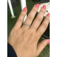 thumbnail image 3 of 1Ct Round Sapphire Wedding Engagement Half Eternity Band Ring 925 Sterling Silver Yellow Gold Plated Gemstone Jewelry For Women Gift, 3 of 5