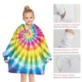 thumbnail image 6 of Rainbow Tie Dye Mandala Pattern Blanket Hoodies for Kids 6-13YR Oversize Wearable Blanket Hoodies for Boys Girls Teens, 6 of 7