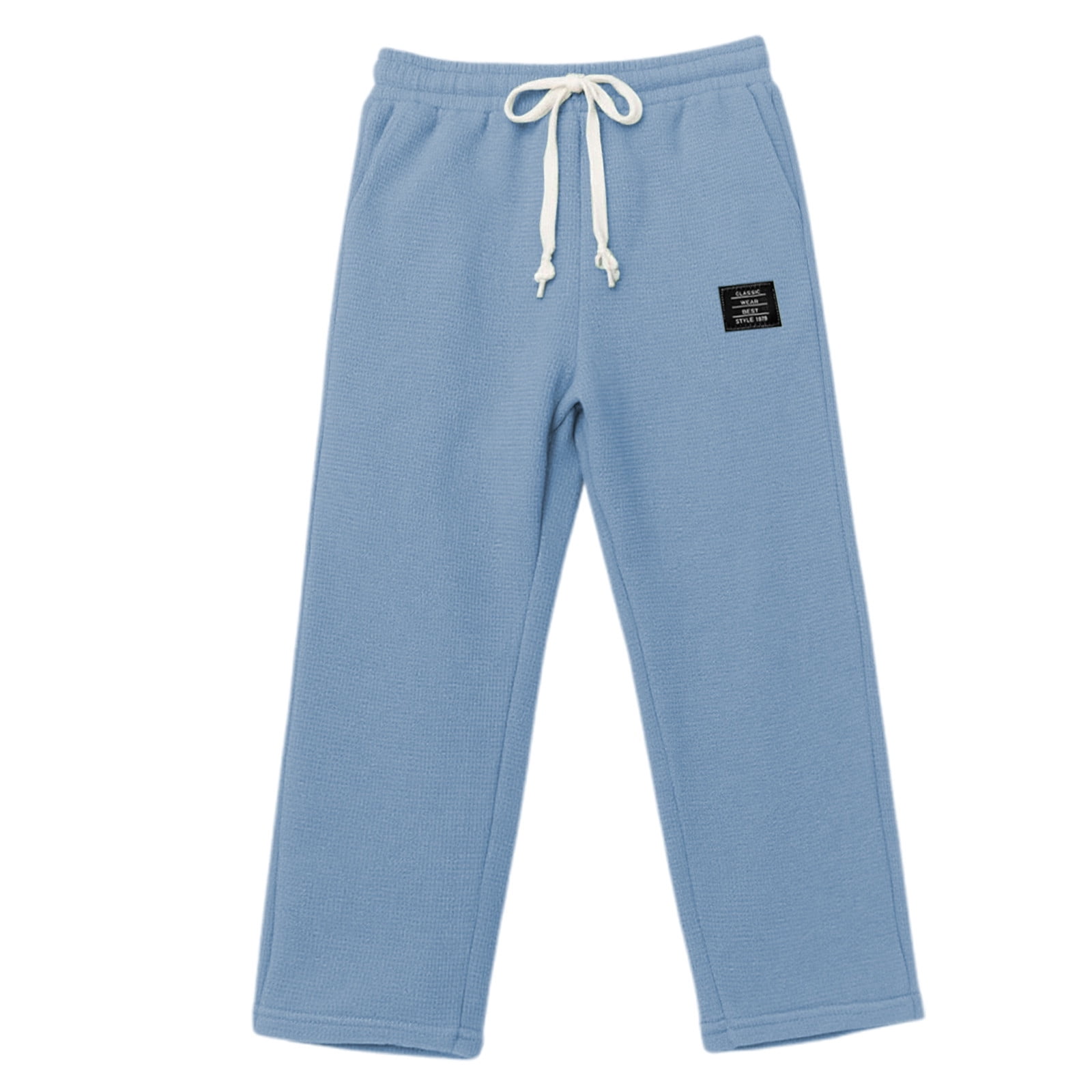 Men's Waffle Knit Straight Leg Pants, Relaxed Fit Drawstring
