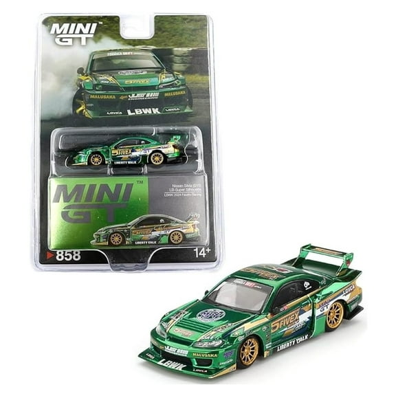 Model Car Compatible with Mini GT 1:64 Silvia S15 LB-Super Silhouette LBWK 2024 Fausto Racing Limited Edition MGT00858