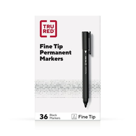 UPC: 0718103316330 | TRU RED Pen Permanent Markers Fine Tip Black 36/Pack TR54545