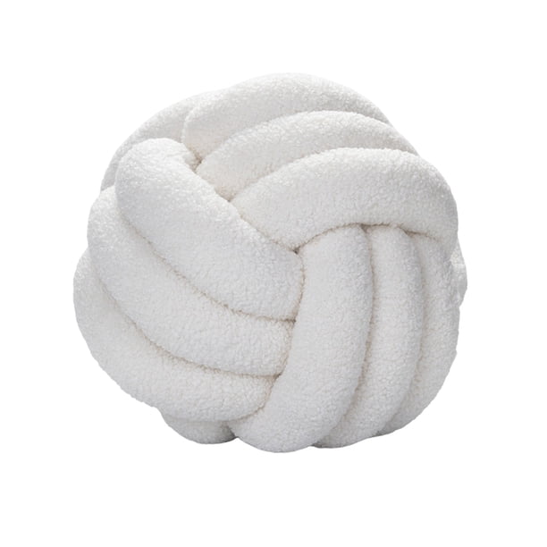 Cojín de terciopelo de cordero con forma de bola anudada, ultrasuave, decorativo, tejido a mano, para sofá o baño.