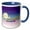 Blue/White, variant on 3drose, Follow the Fun - Follow Your Bliss Inspiring Motivating Quote - Sweet Snail Following the Rainbow, 15oz Mug