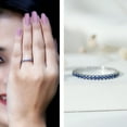 thumbnail image 3 of Rosec Jewels 0.50 CT Created Blue Sapphire Full Eternity Band Ring for Women, 14K White Gold, US 7.50, 3 of 9