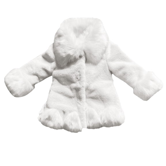 LNMQLPDBS Baby Girls Fluffy Faux Fur Coat Toddler Warm Plush Jacket Kids Winter Luxury Outerwear Girls Soft Sherpa Overcoat Casual Cold Weather Daily Wear with Ruffle Hem and Collar