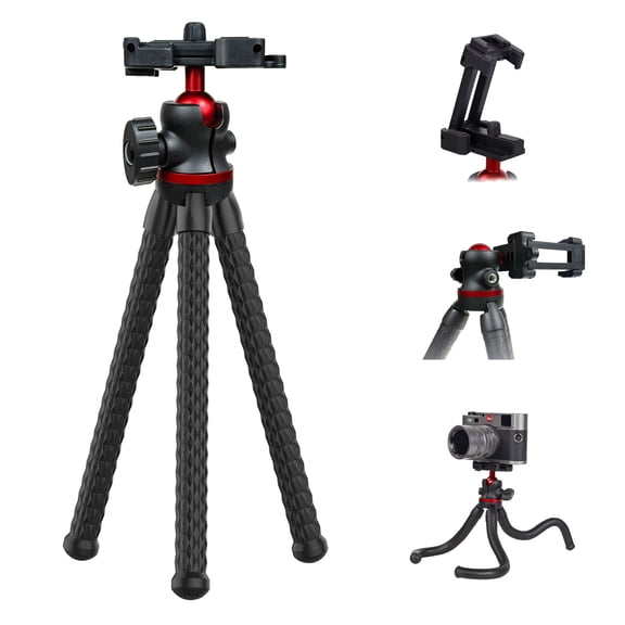 KALCINTY Flexible Tripod for Camera, Mini Cell Phone Tripod, Portable Small Tripod with Phone Holder for DSLR Camera, iPhone and Ring Light