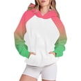 thumbnail image 2 of Bowake Vêtements d'Automne pour Femmes à Manches Longues Dégradé Chandails en Molleton Décontractés Légers Raglan avec Poche, 2 of 5