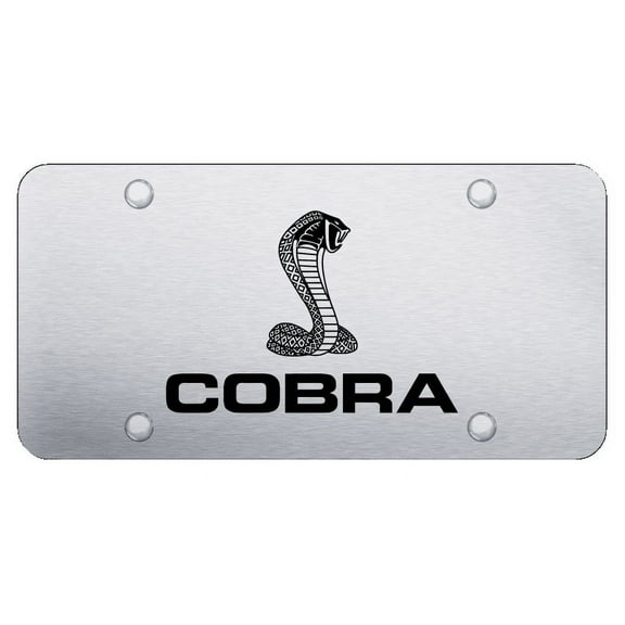 Ford Cobra Laser Etched Logo License Plate (Brushed Chrome)