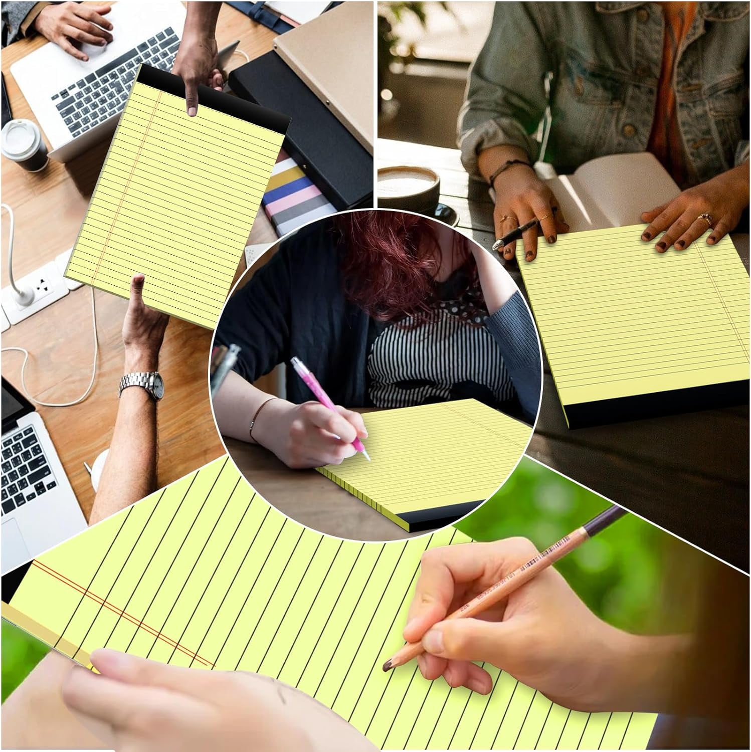 MM 2 Pack Yellow Legal Pads 8.5x11 Yellow Notepads 30 Sheets Perforated Yellow Pads Paper Wide Ruled Writing Pad 70gsm Premium Thick Paper Double-Sided Printing Note Pads for Students,Office,Business
