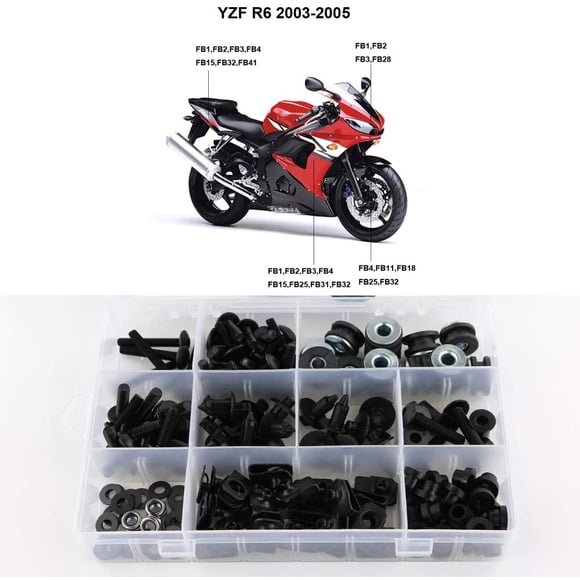 Xitomer Ensembles Complets de Kits de Boulons de Carénage, Compatibles avec Yamaha YZF-R6 2003 2004 2005 YZF-R6S 2006 2007 2008 2009, Kits de Montage