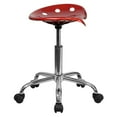 thumbnail image 3 of Vibrant Wine Red Tractor Seat and Chrome Stool, 3 of 9