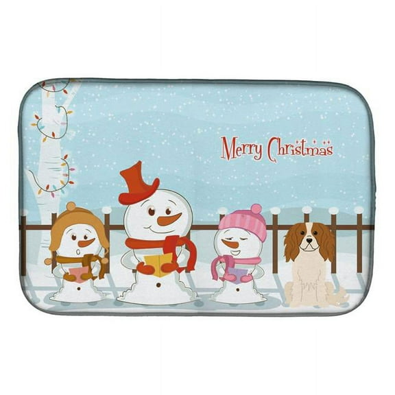 Merry Christmas Carolers Cavalier Spaniel Dish Drying Mat