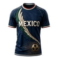 thumbnail image 2 of Mexico Soccer Jerseys for Men Casual Short Sleeve Crew Neck Soccer Shirts Retro Streetwear Top Dark Navy S, 2 of 4