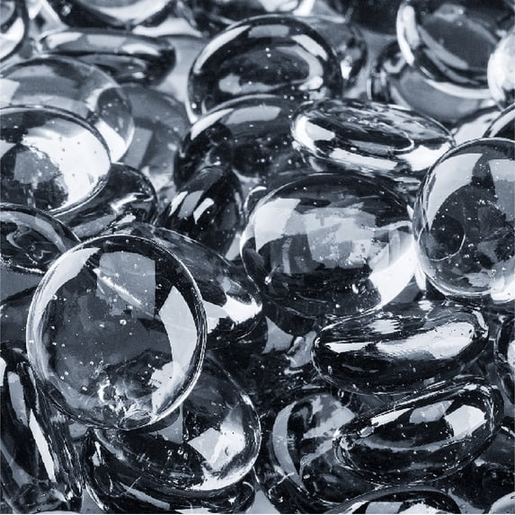 Black Fire Glass | Storm Gray, Fire Glass Beads, 1/2" | 10 lbs