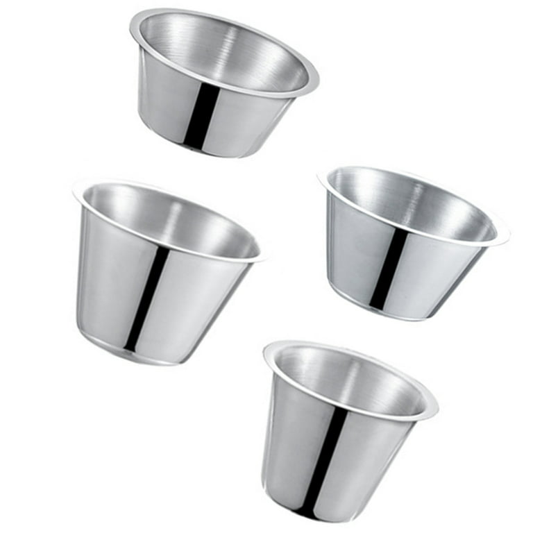 Choice 4 oz. Hammered Stainless Steel Round Sauce Cup - 12/Pack