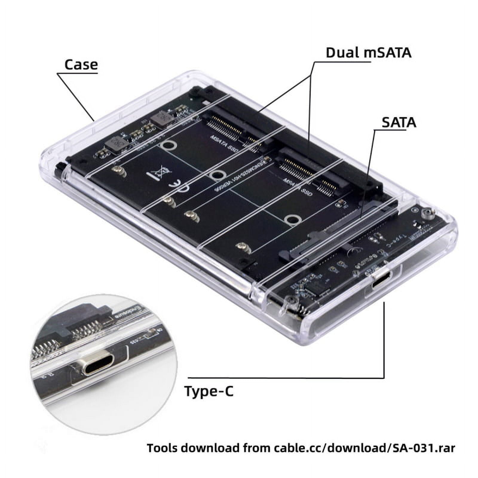 CY Dual MSATA Mini-SATA SSD Card JBOD Raid0 Span Bridge to USB3.0 Type-C USB-C 2.5inch SATA Combo Enclosure