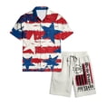 thumbnail image 6 of Men's US 250 Years Anniversary 2 Piece Summer Outfits Casual Patriotic Short Sleeve Button Down Shirt Beach 4th of July Loose Shorts Sets, 6 of 6