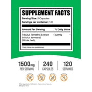 BulkSupplements Tribulus Terrestris Extract Capsules, Herbal Supplement, Unisex, 1500mg, 240 Capsules