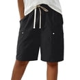 thumbnail image 6 of Evdexr Cargo Shorts Women Knee Length Drawstring Bermuda Shorts Summer Baggy Hiking Short Wide Leg Lightweight Casual Shorts with Multi Pockets Black 2XL, 6 of 7