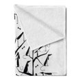 thumbnail image 2 of Abstract Soft Flannel Fleece Blanket, Monochrome Autumn Season Tree with Dog Silhouettes on the Branches Dachshund, Cozy Plush for Indoor and Outdoor Use, 60" x 80", Black and White, by Ambesonne, 2 of 5