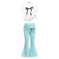 thumbnail image 3 of WOYY Big Girls 2 Piece Bow Print Short Sleeve T Shirt Pants Outfits, Sizes 8-9, 3 of 4