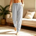 thumbnail image 2 of Women's Tapered Joggers with Pockets High Waist Elastic Drawstring Sweatpants, Ribbed Ankle Cuffs Casual Pants,XL, 2 of 7
