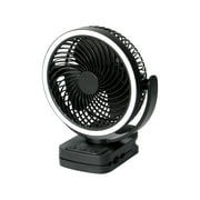 Mainstay 7 "Rechargeable USB Clip and Table Fan with LED Black