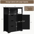 thumbnail image 2 of SEEKOL Wood Bathroom Floor Cabinet with 3 Drawers &1 Cupboard, Free Standing Storage Organizer Hallway Entryway Cabinet for Living Room Kitchen, Espresso,14"D x 26"W x 35.5"H Black, 2 of 10