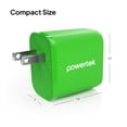thumbnail image 4 of Powertek Neon Green Dual Port Wall Charger 20W USB-C PD + 18W USB-A Fast Charging Block for compatbile iPhone, Android, Tablets & USB Devices, Compact Travel Adapter, 4 of 5