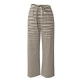thumbnail image 4 of Plebaso Women's Striped Casual Pants Wide Leg Lounge Pants Casual Drawstring Loose Trousers with Pockets, 4 of 7