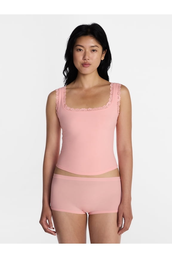 Fit Stretch Lace Trim Tank Top, Women's XS-XXXL