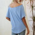 thumbnail image 4 of Blusa con hombros descubiertos, blusa holgada a rayas con hombros descubiertos para mujer, acabado de lujo, 4 of 6