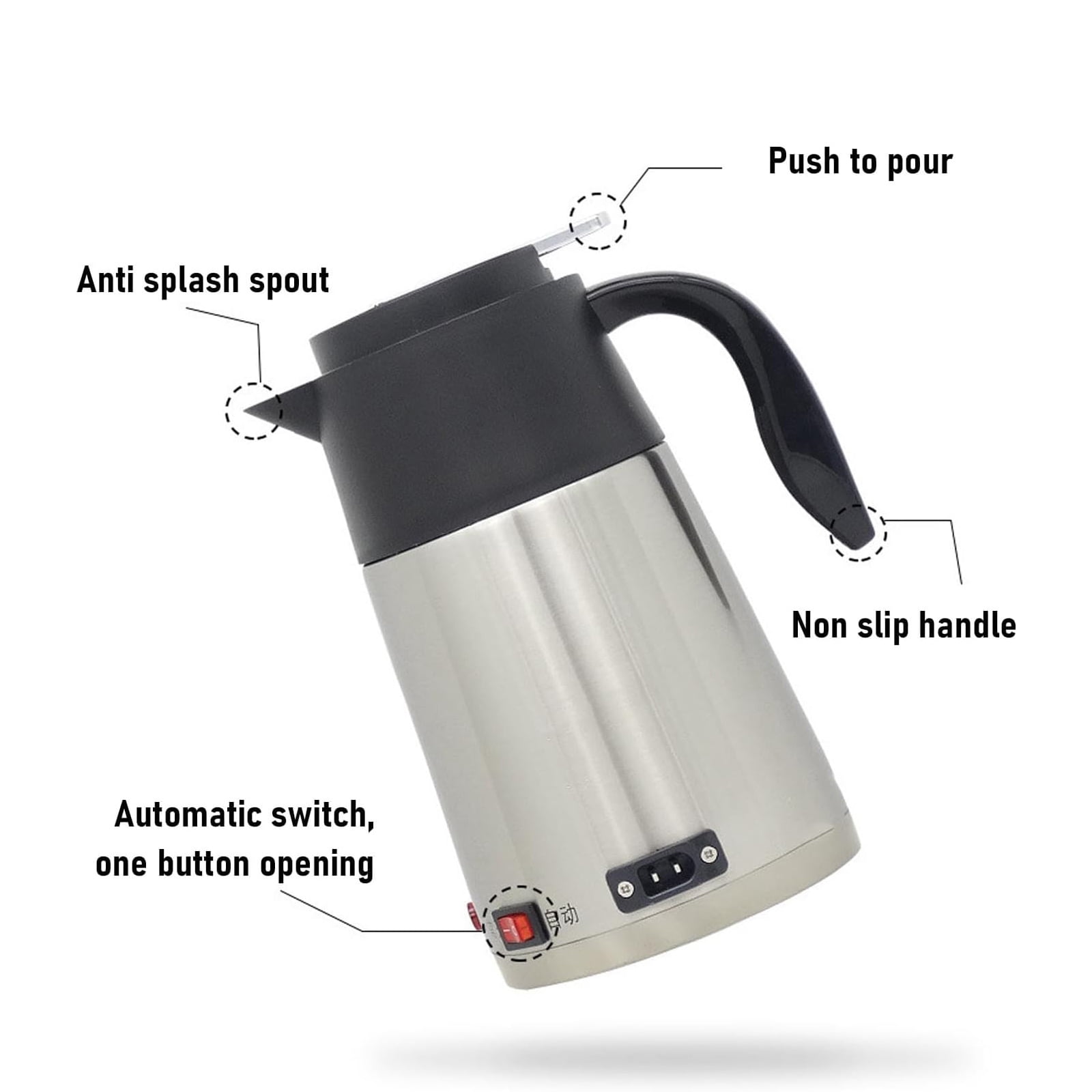 Travel Electric Kettle, 1300ML Small Portable Kettle, Stainless Steel Kettle Water Boiler with Sealed Cover
