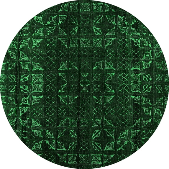 Ahgly Company Indoor Round Abstract Green Modern Area Rugs, 5' Round