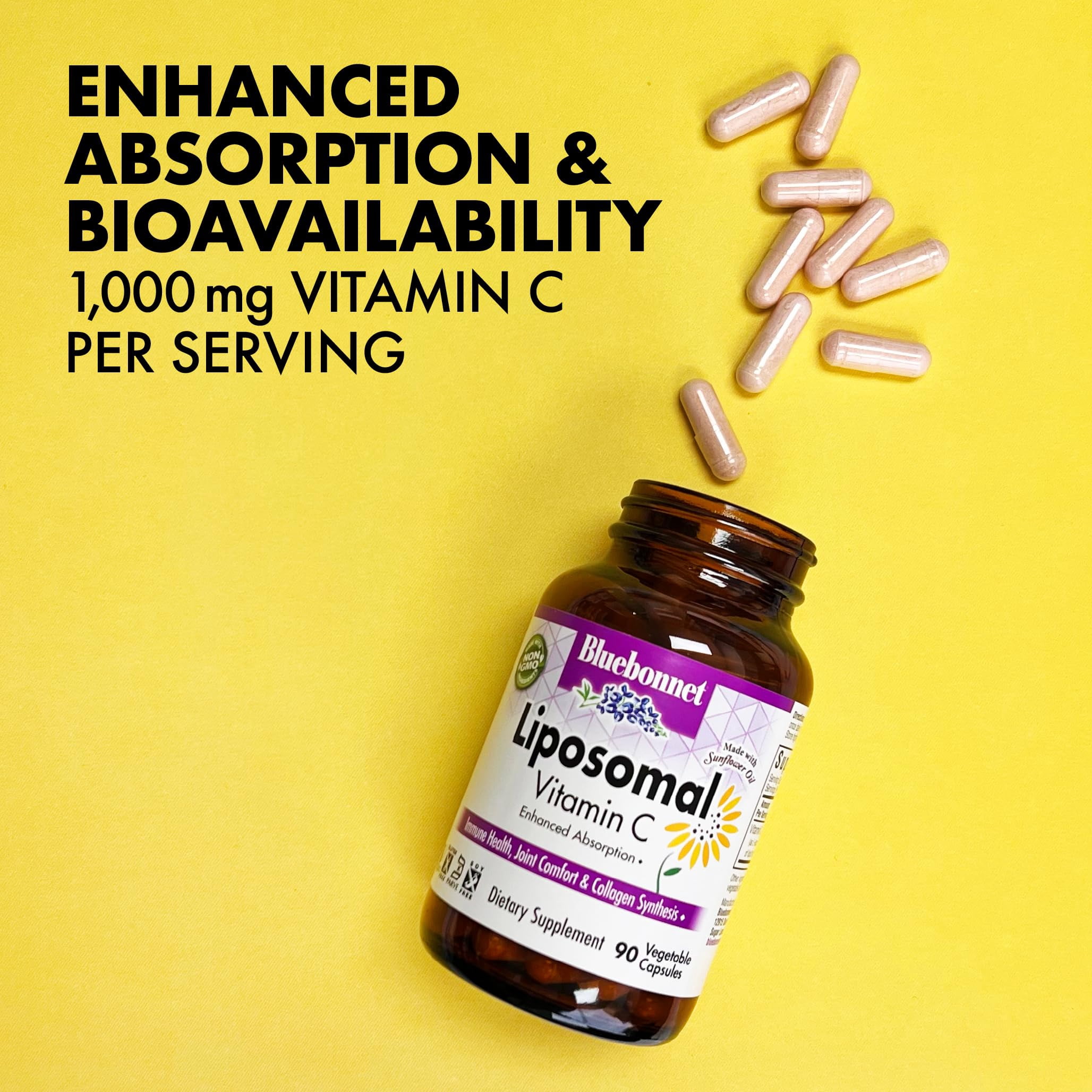 Bluebonnet Liposomal Vitamin C 1000mg, Sunflower Oil, Immune & Joint Comfort*, 90 Days