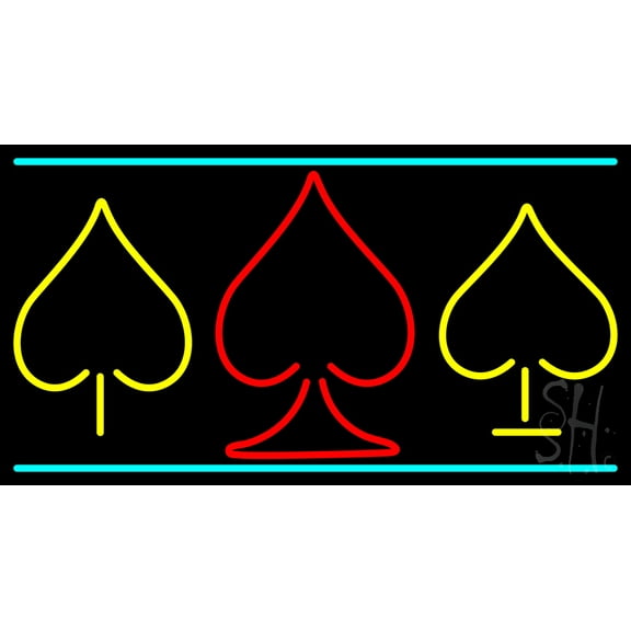 Poker Symbol 2 LED Neon Sign 20 x 37 - inches, Black Square Cut Acrylic Backing, with Dimmer - Bright and Premium built indoor LED Neon Sign for wall décor, arcarde, and storefront.