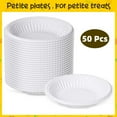 thumbnail image 3 of YOPTOP Estbridg 100 Pcs Disposable Uncoated Paper Plates 4 Inch Round Dessert Paper Starch Plates Small Dessert Tray Mini Appetizers Bowls for Holiday Wedding Birthday Party (White),100Pcs, 3 of 7
